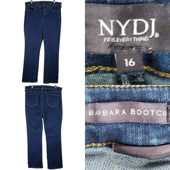 NYDJ Jeans Women's Size 16 Blue Dark Wash Lift Tuck Barbara Bootcut Stretch - Picture 1 of 9